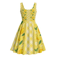Hawaii Lemon Palaka Midi Dress Striped Stylized LT01 - Polynesian Pride