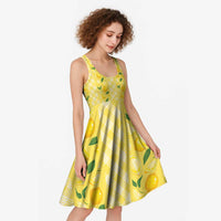 Hawaii Lemon Palaka Midi Dress Striped Stylized LT01 - Polynesian Pride