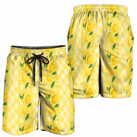Hawaii Lemon Palaka Shorts for Men Striped Stylized LT01 - Polynesian Pride