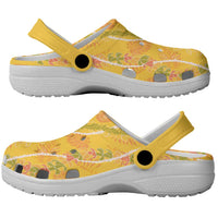 Hawaii Maile Lei Clogs Shoes With Yellow Monstera Pattern - Polynesian Pride