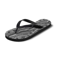Hawaii Maile Lei Flip Flops With Gray Monstera Pattern - Polynesian Pride