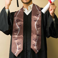 Hawaii Maile Lei Graduation Stole With Brown Monstera Pattern LT05 - Polynesian Pride