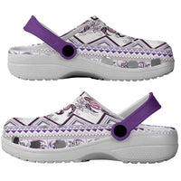 Hawaii Makahiki Turtle Clogs Shoes Violet Tapa Pattern - Polynesian Pride