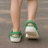 Hawaii Map with Plumeria Flower and Palaka Pattern Clogs Shoes Tropical Island Green Design