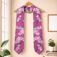 Hawaii Monstera Deliciosa Graduation Stole Pink Plumeria Polynesian Pattern