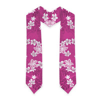 Hawaii Monstera Deliciosa Graduation Stole Pink Plumeria Polynesian Pattern