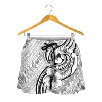 Hawaii Plumeria Lokelani Pikake Lei Shorts for Women Ele'ele Polynesian Tattoo
