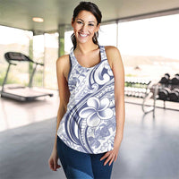 Hawaii Plumeria Lokelani Pikake Lei Women Racerback Tank Navy Blue Polynesian Tattoo