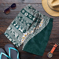 Hawaii Plumeria Tribal Vintage Shorts for Men Special Turquoise LT03 Turquoise - Polynesian Pride