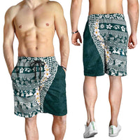 Hawaii Plumeria Tribal Vintage Shorts for Men Special Turquoise LT03 - Polynesian Pride