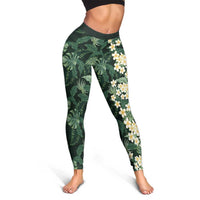 Hawaii Plumeria Tropical Leaves Leggings Monstera Calathea Palm Fronds