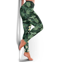 Hawaii Plumeria Tropical Leaves Leggings Monstera Calathea Palm Fronds