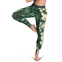 Hawaii Plumeria Tropical Leaves Leggings Monstera Calathea Palm Fronds