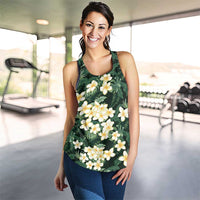 Hawaii Plumeria Tropical Leaves Women Racerback Tank Monstera Calathea Palm Fronds