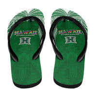 Hawaii Rainbow Warriors Flip Flops Polynesian Motif Green Color