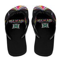 Hawaii Rainbow Warriors Flip Flops Polynesian Motif Special Edition Rainbow Gradient