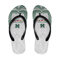 Hawaii Rainbow Warriors Flip Flops Polynesian Motif White Color