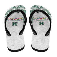 Hawaii Rainbow Warriors Flip Flops Polynesian Motif White Color