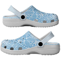Hawaii Tapa Pattern With Blue Hibiscus Clogs Shoes - Polynesian Pride