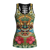 Hawaii Tiki Mask Personalized Hollow Tank Top Mele Kalikimaka i Iulai!