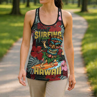 Hawaii Tiki Surfing Hollow Tank Top Mele Kalikimaka i Iulai!