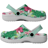 Hawaii Tropical Flowers Clogs Shoes Polynesian Tattoo Mint Green LT05 - Polynesian Pride