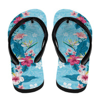 Hawaii Tropical Flowers Flip Flops Polynesian Tattoo Sky Blue LT05 - Polynesian Pride