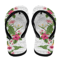 Hawaii Tropical Flowers Flip Flops Polynesian Tattoo White