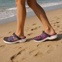 Hawaiian Abstract Sea Turtle Clogs Shoes Polynesian Tapa Art and Kakau Tattoo Pink WaterColor - Polynesian Pride