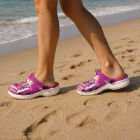 Hawaiian and Japanese Culture Together Clogs Shoes Pink Ohia Lehua Plumeria and Sakura Blooming - Polynesian Pride