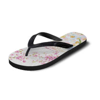Hawaiian and Japanese Culture Together Flip Flops Tribal Motifs with Lei and Japanese Sakura Pattern