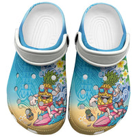 Hawaiian Funny Pineapple Surfing Clogs Shoes Beach with Tribal Kakau and Plumeria LT03 Multicolor - Polynesian Pride