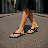 Hawaiian Funny Pineapple Surfing Flip Flops Beach with Tribal Kakau and Plumeria LT03 - Polynesian Pride