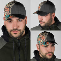 Hawaiian Hibiscus and Tropical Leaves Classic Cap Patchwork Grunge Abstract Tapa Tribal Pattern LT03