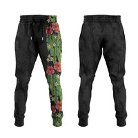 Hawaiian Hibiscus Plumeria Jogger Pants Tropical Leaves
