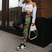 Hawaiian Hibiscus Plumeria Jogger Pants Tropical Leaves