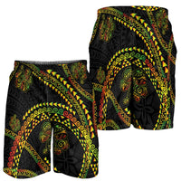 Hawaiian Kakau Art and Hisbiscus Tattoo Shorts for Men Tribal Pattern-Reggae Style - Polynesian Pride