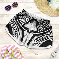 Hawaiian Kakau Art Tattoos Aquaman Style Shorts for Women White Version - Polynesian Pride