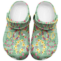 Hawaiian Leis Clogs Shoes Kakau Tattoos and Palaka Pastel Green Color