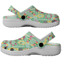 Hawaiian Leis Clogs Shoes Kakau Tattoos and Palaka Pastel Green Color