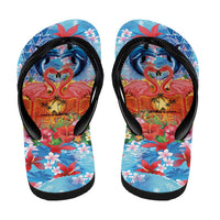 Hawaiian Love-Couple Dolphins and Flamingos Flip Flops - Polynesian Pride