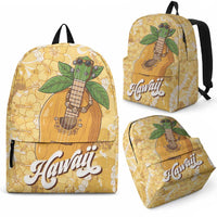 Hawaiian Mango Ukulele Backpack Retro Yellow Hibiscus Pikake Lei