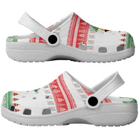 Hawaiian Mele Kalikimaka Clogs Shoes Funny Pineapple Surfing with Map Christmas Stripe Elements