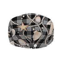 Hawaiian Ocean Seashells Jeff Hat Black Palaka Pattern LT01 - Polynesian Pride