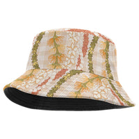 Hawaiian Ohia Lehua Lei Bucket Hat Plaid Palaka Ahiehie Pattern - Polynesian Pride