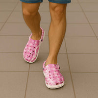 Hawaiian Ohia Lehua Lei Clogs Shoes Plaid Palaka Akala Pattern - Polynesian Pride