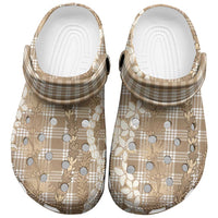 Hawaiian Ohia Lehua Lei Clogs Shoes Plaid Palaka Kalaihaahaa Pattern - Polynesian Pride