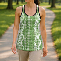 Hawaiian Ohia Lehua Lei Hollow Tank Top Plaid Palaka Omaomao Pattern - Polynesian Pride