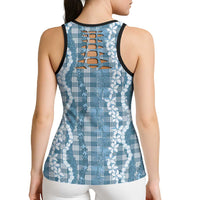Hawaiian Ohia Lehua Lei Hollow Tank Top Plaid Palaka Uliuli Omaomao Pattern - Polynesian Pride