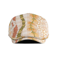 Hawaiian Ohia Lehua Lei Jeff Hat Plaid Palaka Ahiehie Pattern - Polynesian Pride